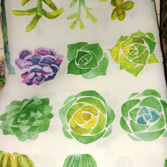 3 little succulent pictures, shower curtain and liner. - Picture 6 of 6